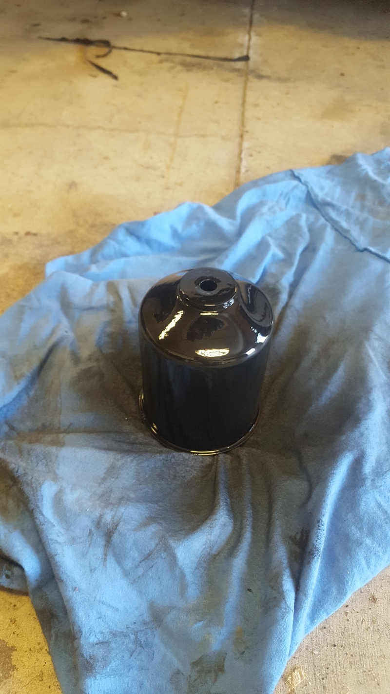 I decided to clean up and spray the oil filter canister as well.